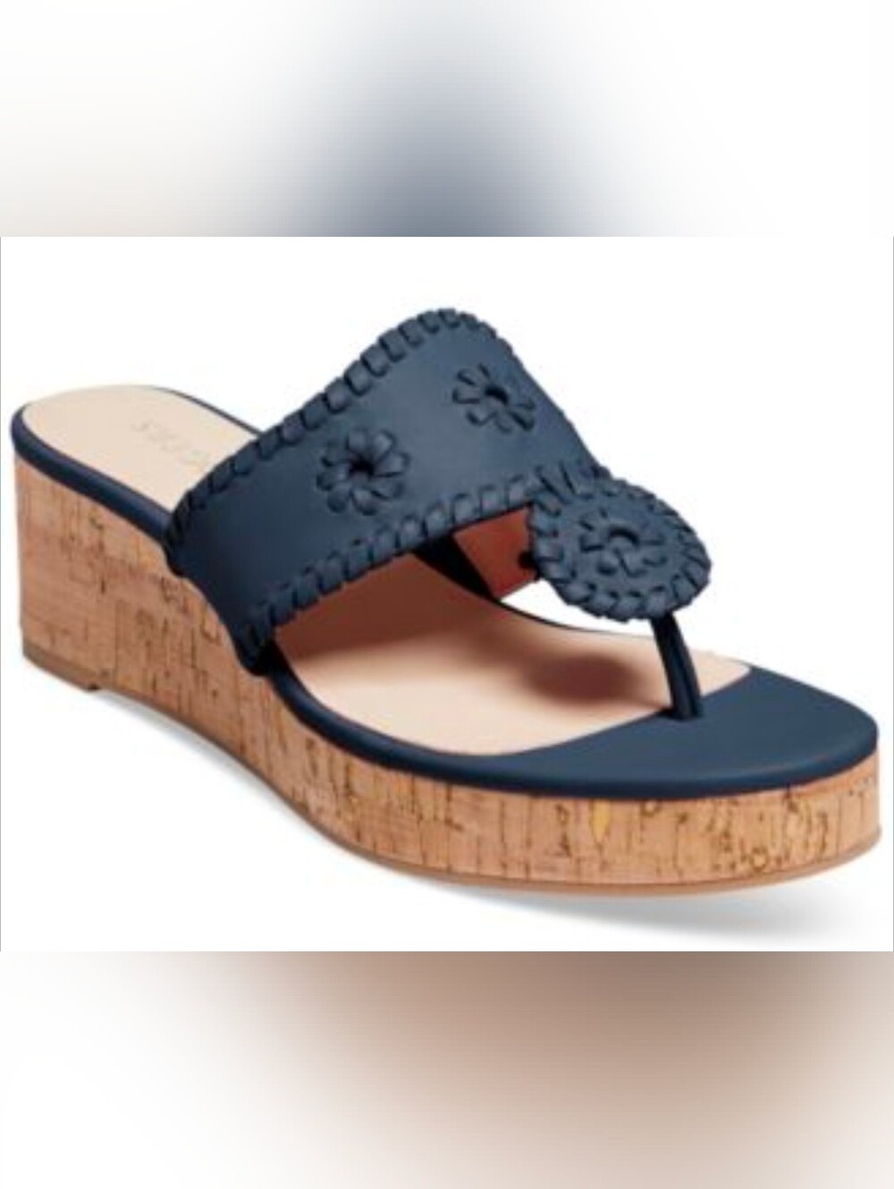 Jack Rogers Wedge Navy Leather 6
